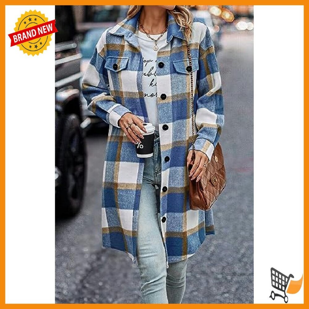 Wool Blend Plaid Shacket Jacket Button Up Flannel… - image 3